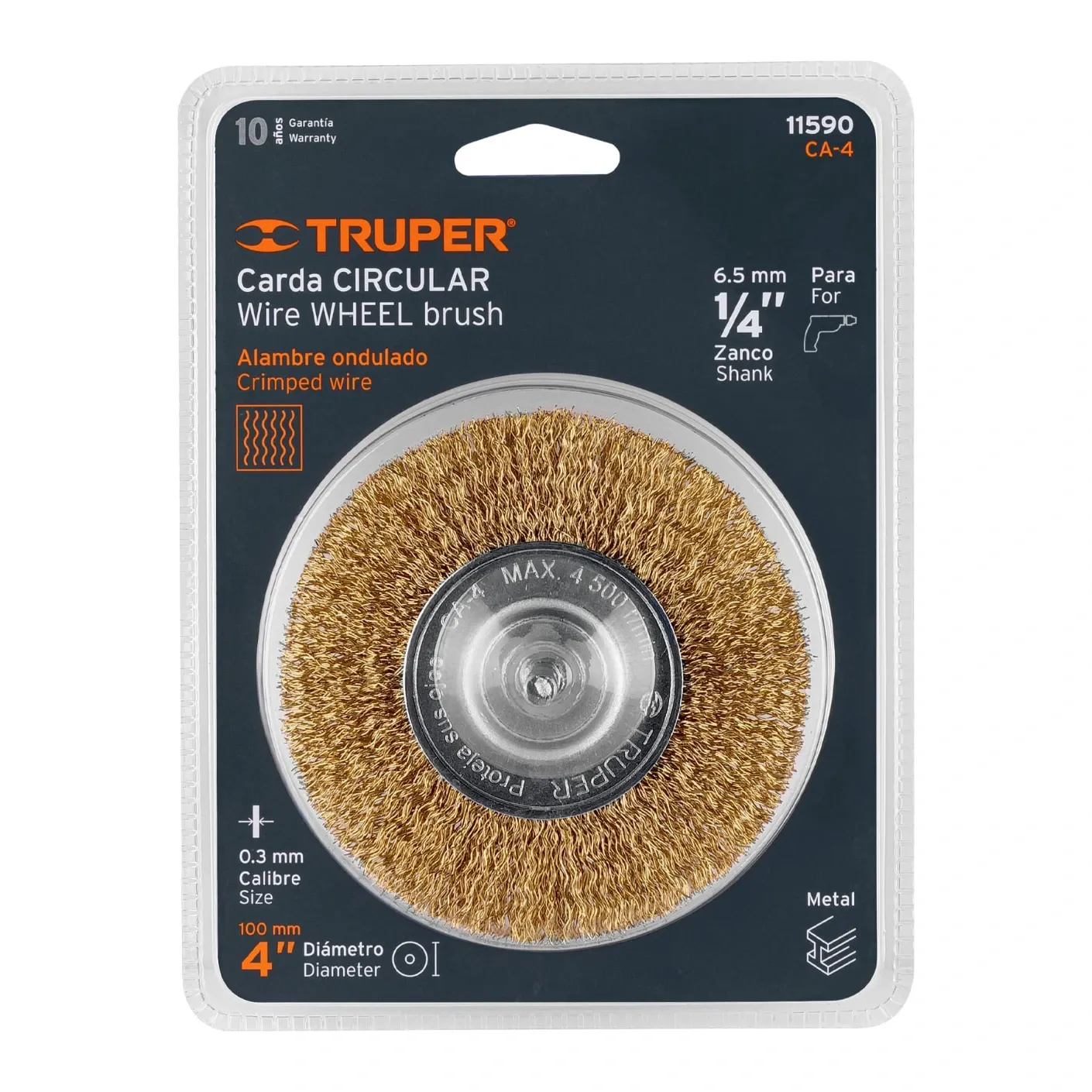 Crimped Wire Wheel Brush 4in with 1/4in Shank