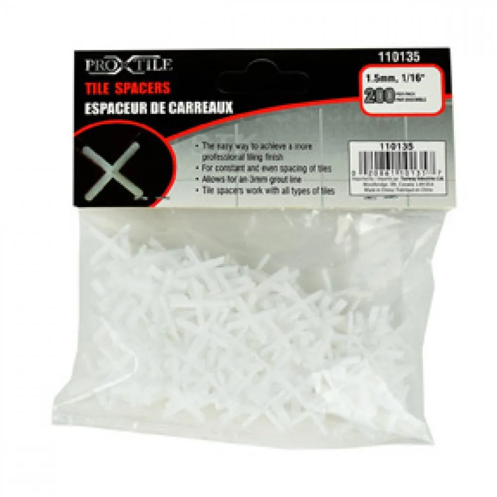 200PK Tile Spacers 1.5mm 1/16in