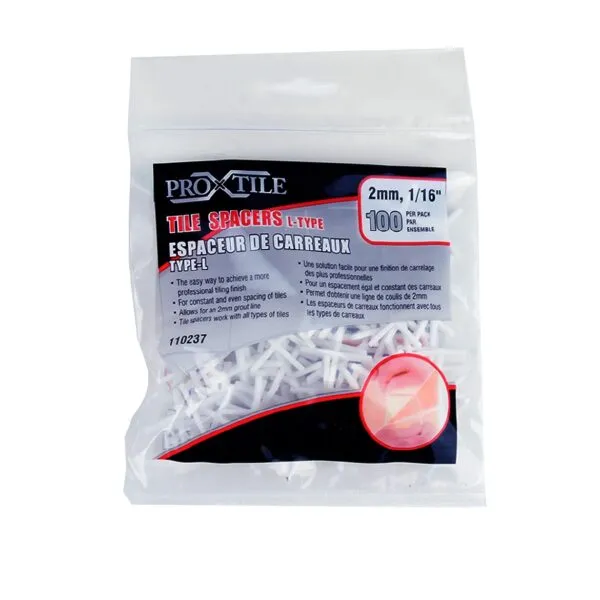 100PK Tile Spacers 2mm 3/32in