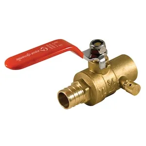 3/4 inch Ball Valve Solder x Pex with Drain