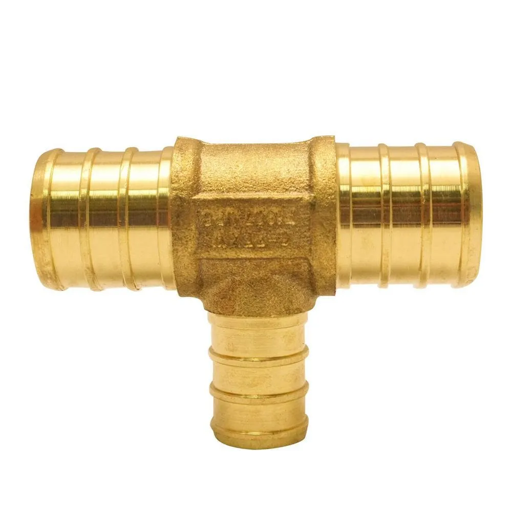 Brass Pex Tee 3/4 inch x 3/4 inch x 1/2 inch