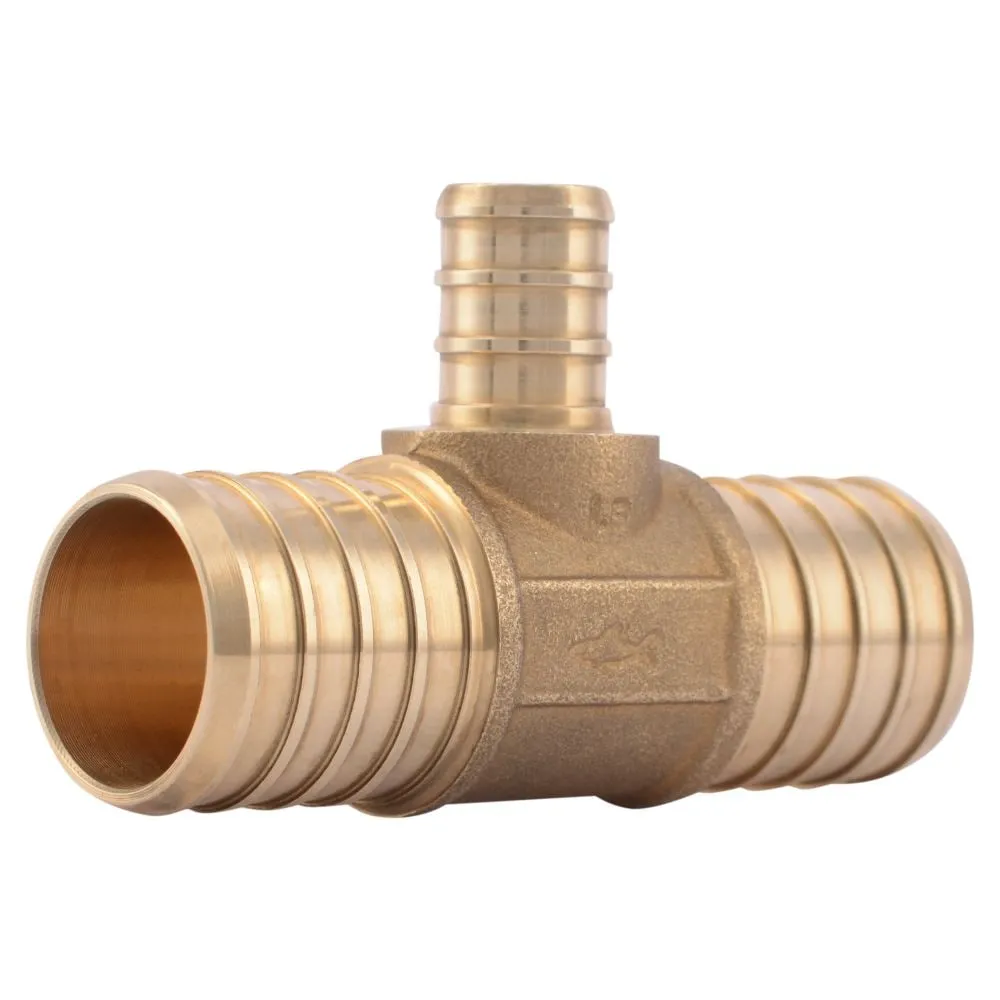 Brass Pex Tee 1inch x 1 inch x 1/2 inch