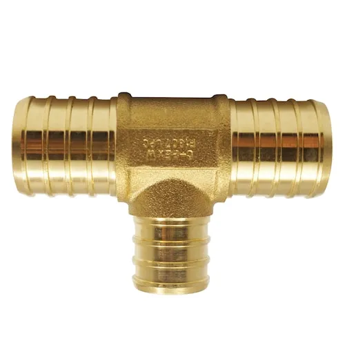 Brass Pex Tee 1 inch x 1inch x 3/4 inch